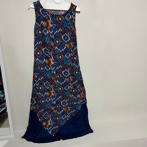 Summer cotton dress blue print